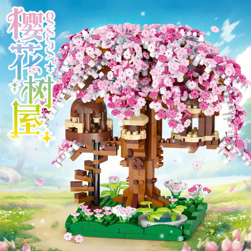 [Manufacturer Wholesale] Assembled Building Blocks Sakura Tree House Fairy Guanghan Palace Large Assembly Set for Girls - Image 19