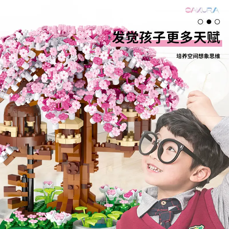 [Manufacturer Wholesale] Assembled Building Blocks Sakura Tree House Fairy Guanghan Palace Large Assembly Set for Girls - Image 20
