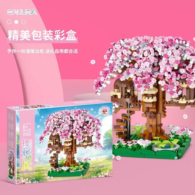 [Manufacturer Wholesale] Assembled Building Blocks Sakura Tree House Fairy Guanghan Palace Large Assembly Set for Girls - Image 21