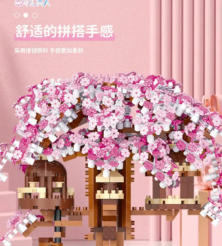 [Manufacturer Wholesale] Assembled Building Blocks Sakura Tree House Fairy Guanghan Palace Large Assembly Set for Girls — feature 10