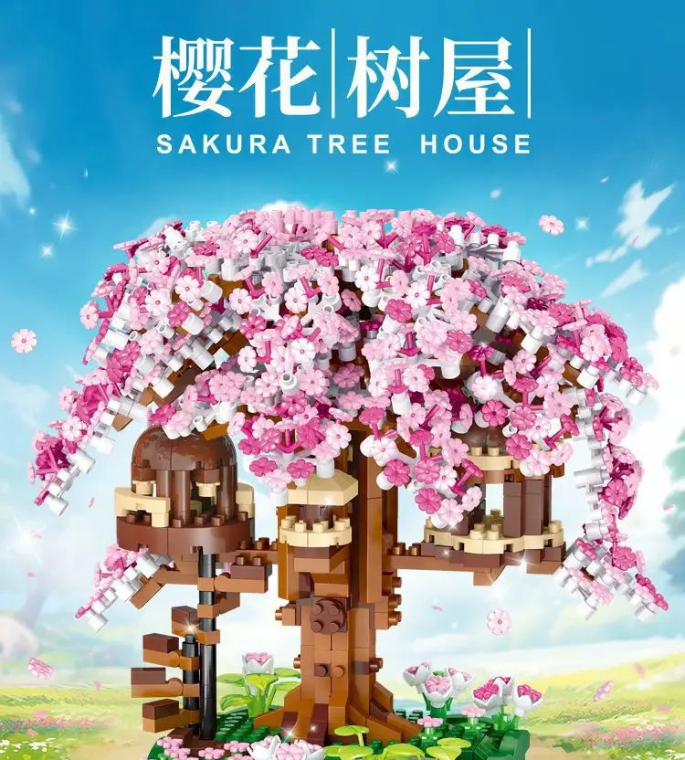 [Manufacturer Wholesale] Assembled Building Blocks Sakura Tree House Fairy Guanghan Palace Large Assembly Set for Girls — feature 3