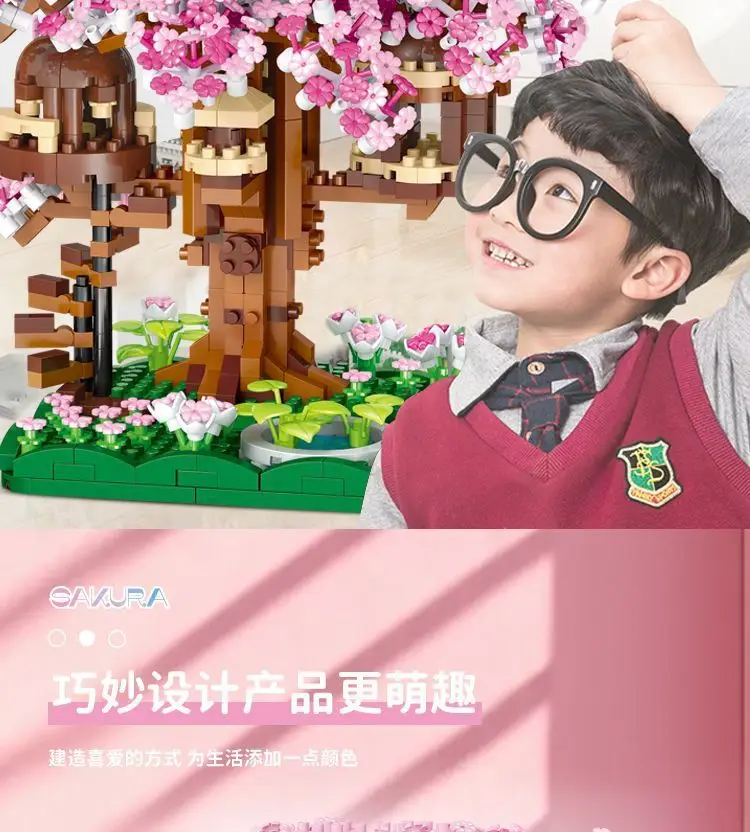 [Manufacturer Wholesale] Assembled Building Blocks Sakura Tree House Fairy Guanghan Palace Large Assembly Set for Girls — feature 8