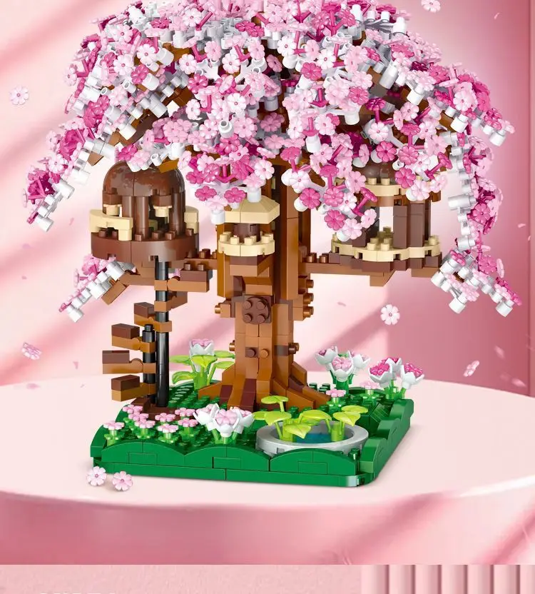 [Manufacturer Wholesale] Assembled Building Blocks Sakura Tree House Fairy Guanghan Palace Large Assembly Set for Girls — feature 9