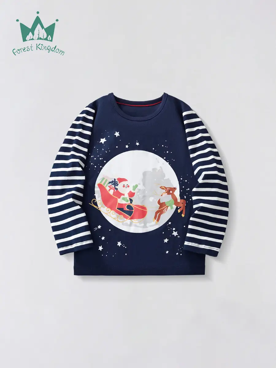 Blue Striped Long Sleeve T-Shirt for Boys Winter - Image 2