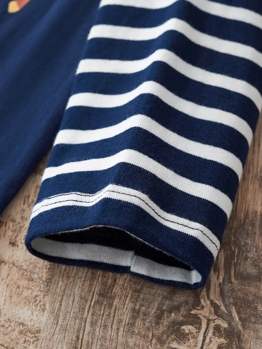 Blue Striped Long Sleeve T-Shirt for Boys Winter - Image 4