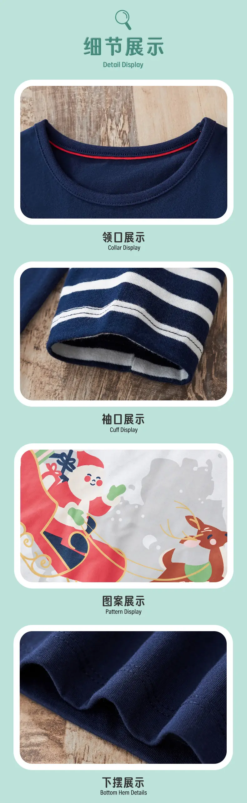 Blue Striped Long Sleeve T-Shirt for Boys Winter — feature 7