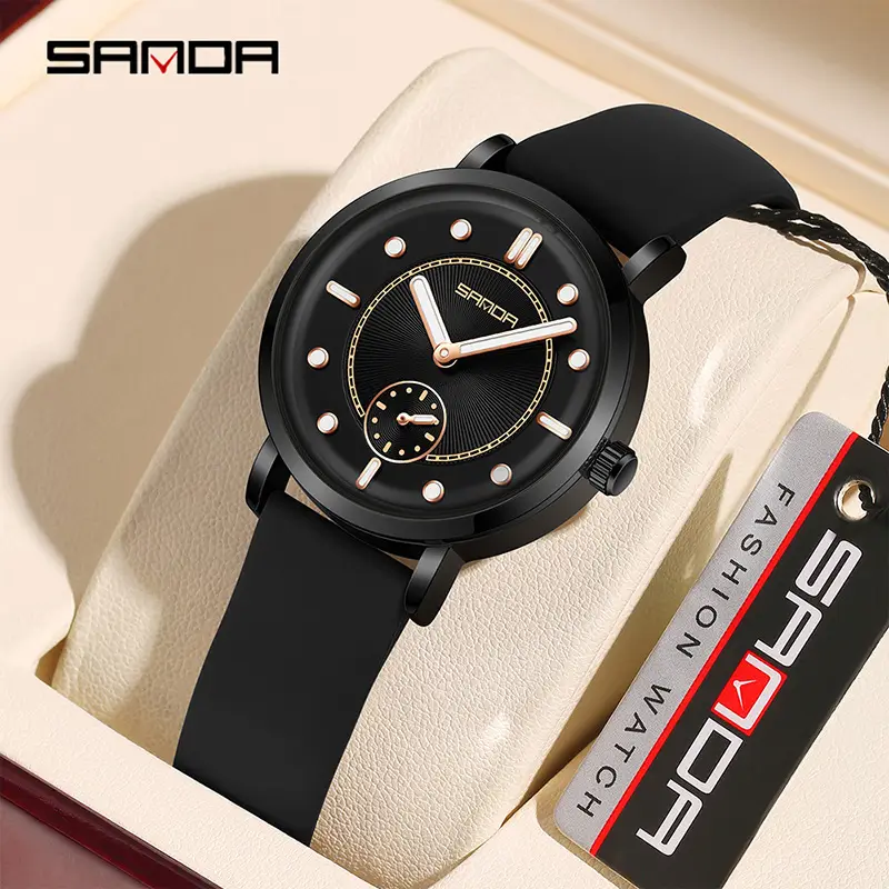 Sanda Women's Luminous Silicone Watch Brown - Image 11