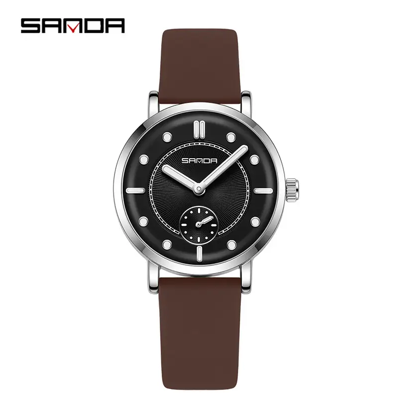 Sanda Women's Luminous Silicone Watch Brown - Image 6