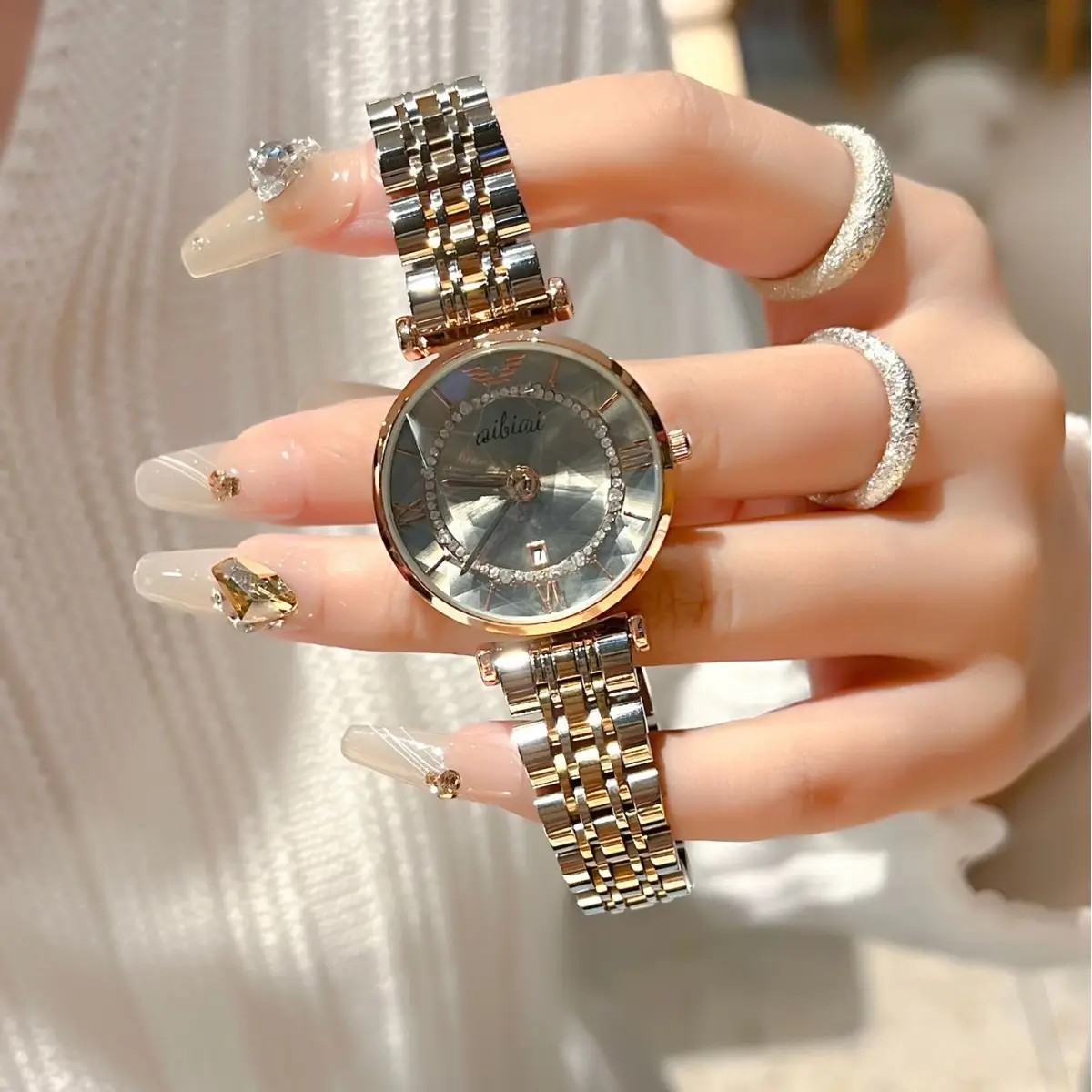 Women's Cut Mirror Diamond Glass Ferris Wheel Watch - Image 5