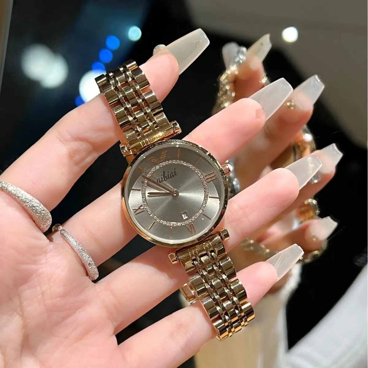 Women's Cut Mirror Diamond Glass Ferris Wheel Watch - Image 6