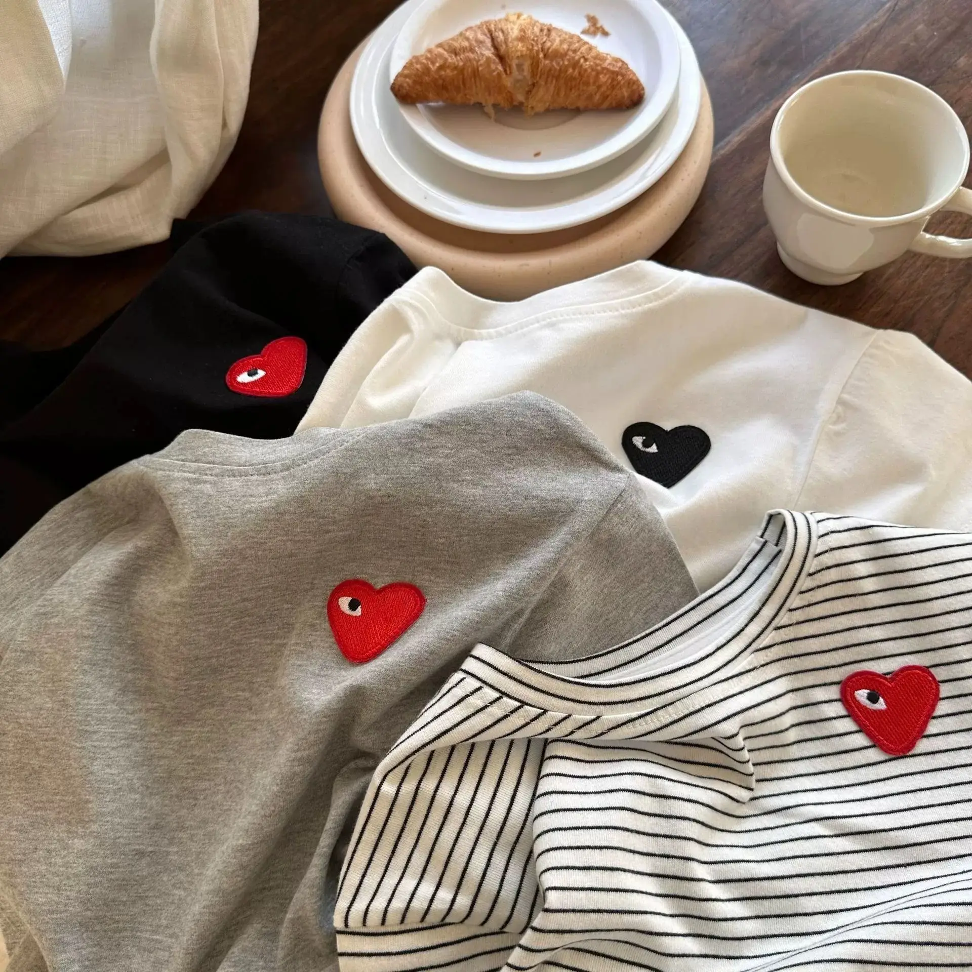 Kids Red Heart Short Sleeve T-Shirt Black Cotton - Image 10