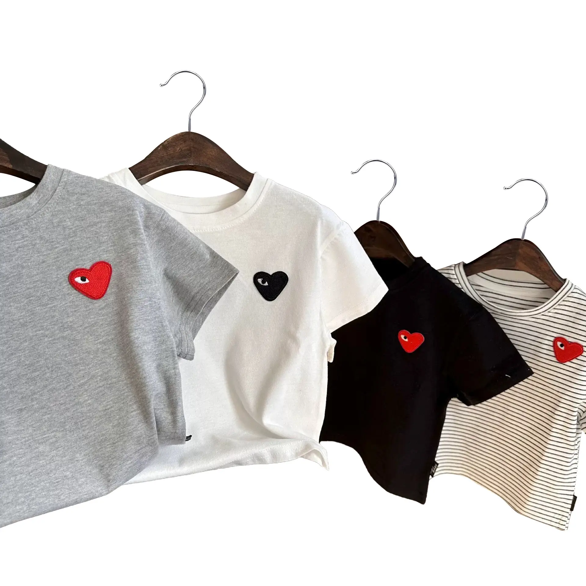 Kids Red Heart Short Sleeve T-Shirt Black Cotton - Image 13