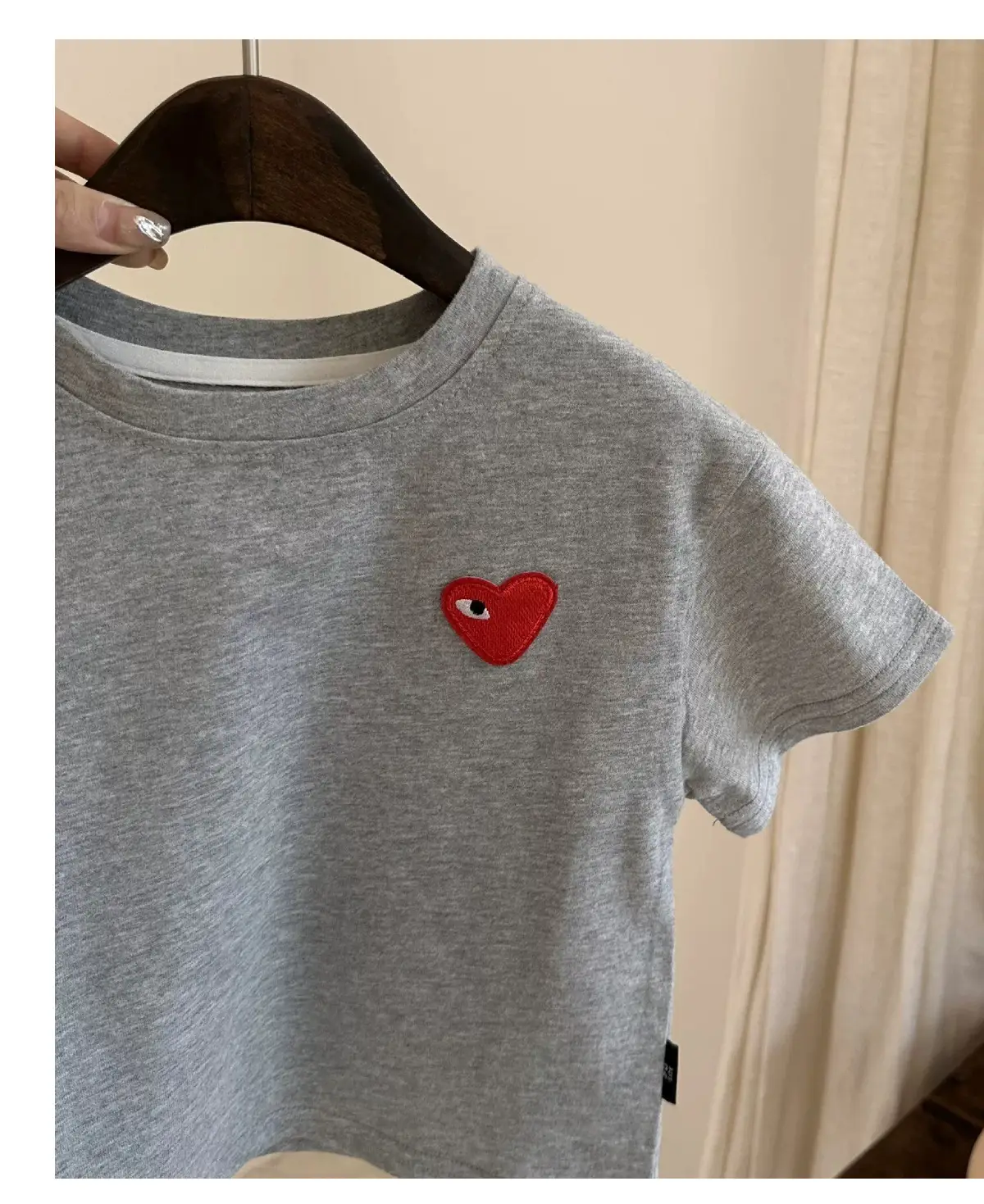 Kids Red Heart Short Sleeve T-Shirt Black Cotton — feature 12