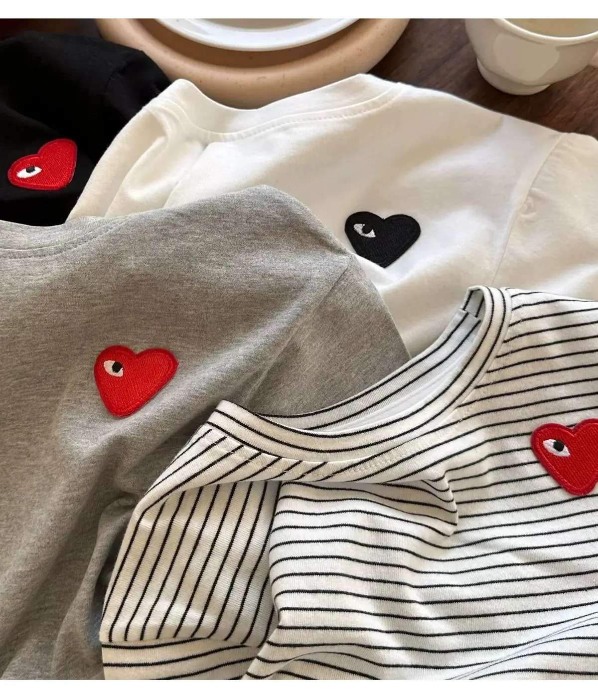 Kids Red Heart Short Sleeve T-Shirt Black Cotton — feature 16