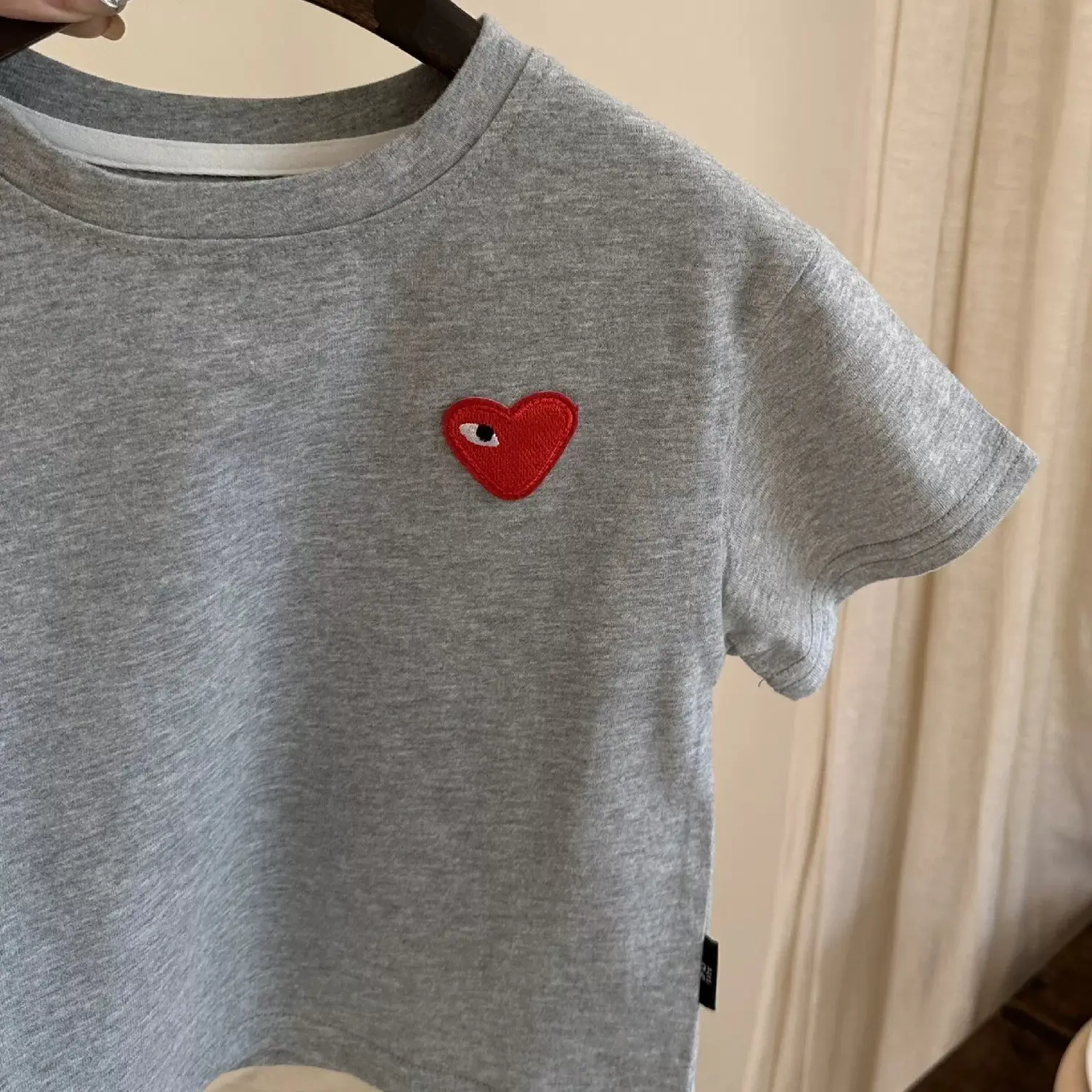 Kids Red Heart Short Sleeve T-Shirt Black Cotton - Image 2