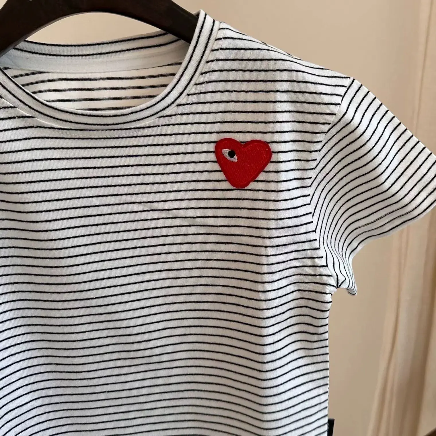 Kids Red Heart Short Sleeve T-Shirt Black Cotton - Image 4