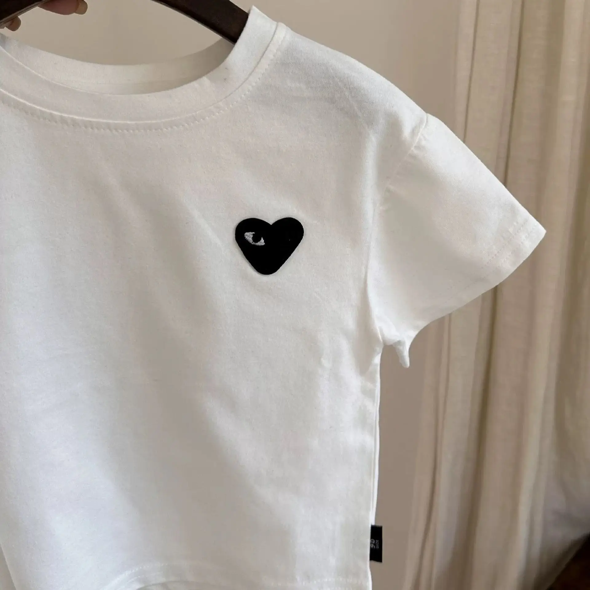Kids Red Heart Short Sleeve T-Shirt Black Cotton - Image 5