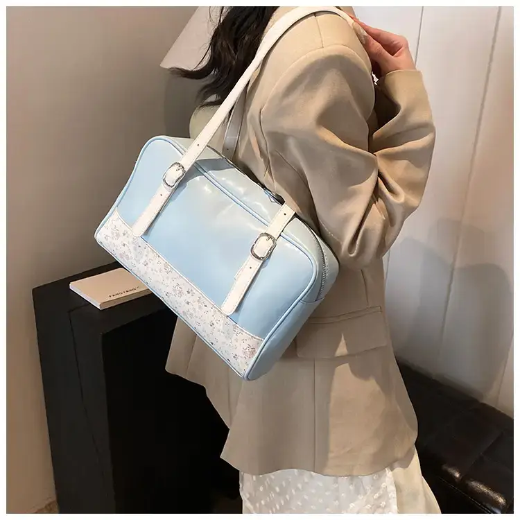 New Niche Blue Patchwork Shoulder Bag for Women — feature 26