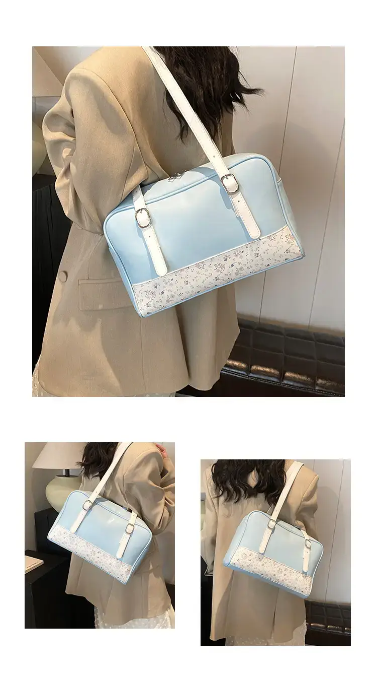 New Niche Blue Patchwork Shoulder Bag for Women — feature 4