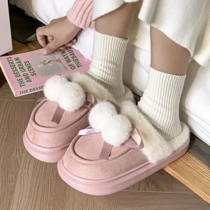Princess Style Cotton Slippers Women's Cute 2024 New Winter Thick Bottom Indoor Warm Home Student Dormitory Cotton Slippers - Image 4
