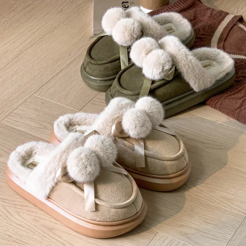 Princess Style Cotton Slippers Women's Cute 2024 New Winter Thick Bottom Indoor Warm Home Student Dormitory Cotton Slippers - Image 5
