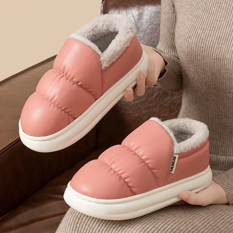 Windproof Warm Slippers Women's Autumn and Winter 2024 New Indoor Thick Bottom Waterproof Baotou Couple Men - Image 4