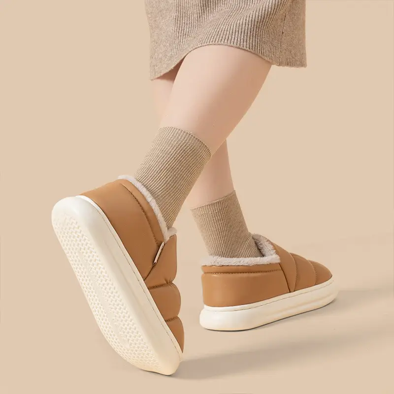 Windproof Warm Slippers Women's Autumn and Winter 2024 New Indoor Thick Bottom Waterproof Baotou Couple Men - Image 5