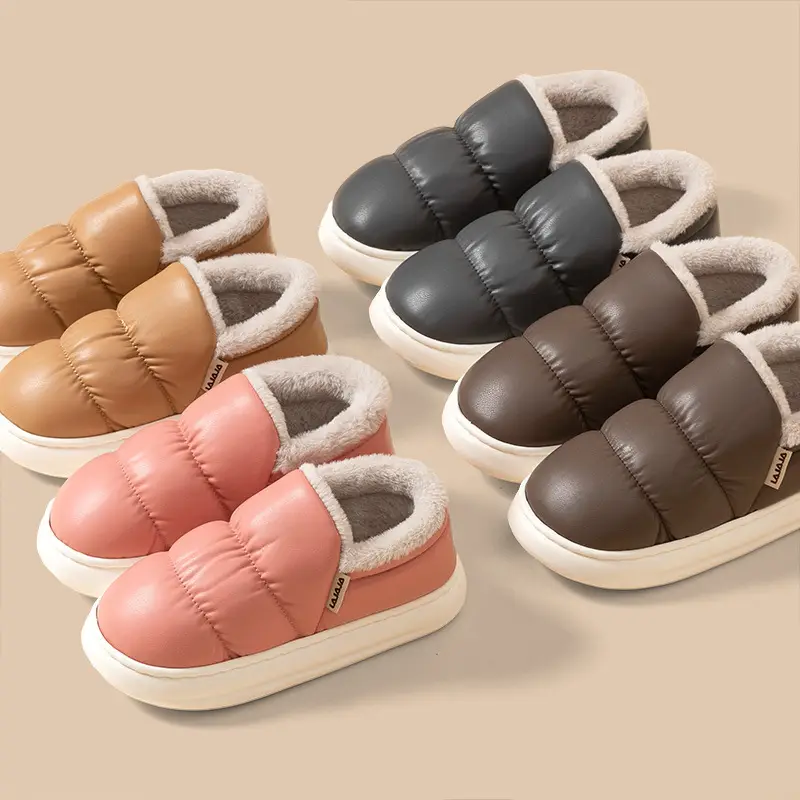 Windproof Warm Slippers Women's Autumn and Winter 2024 New Indoor Thick Bottom Waterproof Baotou Couple Men - Image 6