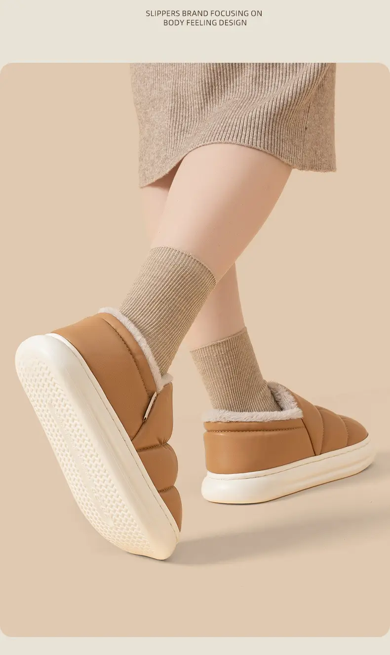 Windproof Warm Slippers Women's Autumn and Winter 2024 New Indoor Thick Bottom Waterproof Baotou Couple Men — feature 11