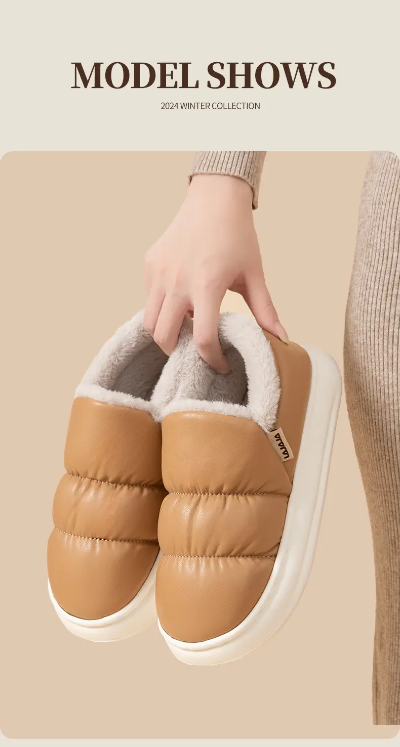 Windproof Warm Slippers Women's Autumn and Winter 2024 New Indoor Thick Bottom Waterproof Baotou Couple Men — feature 9