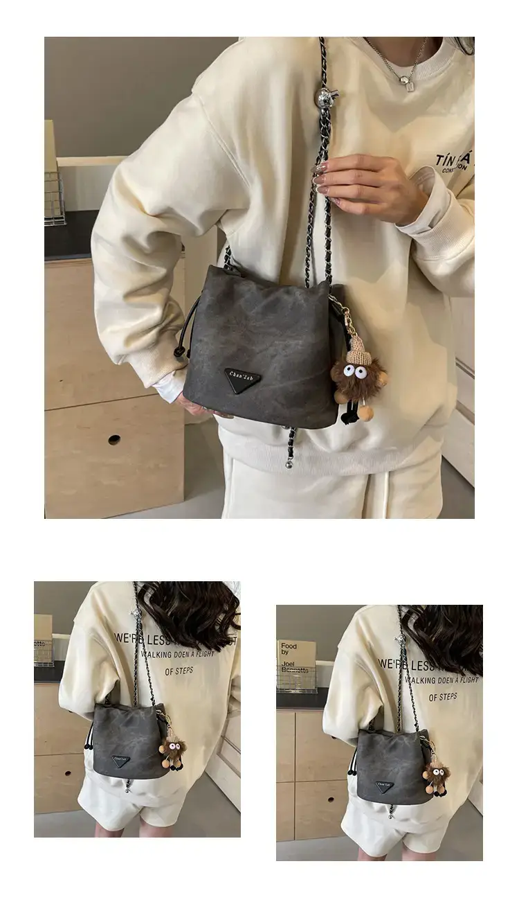 Women's Blue Chain Shoulder Bag with Flower Decor — feature 10