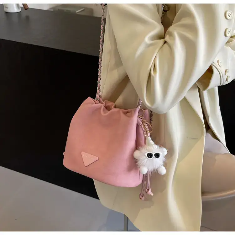 Women's Blue Chain Shoulder Bag with Flower Decor — feature 27
