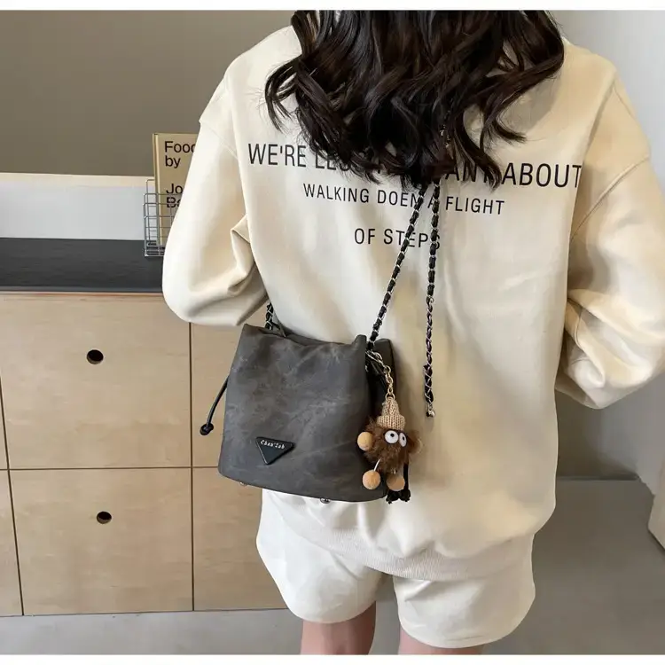 Women's Blue Chain Shoulder Bag with Flower Decor — feature 42