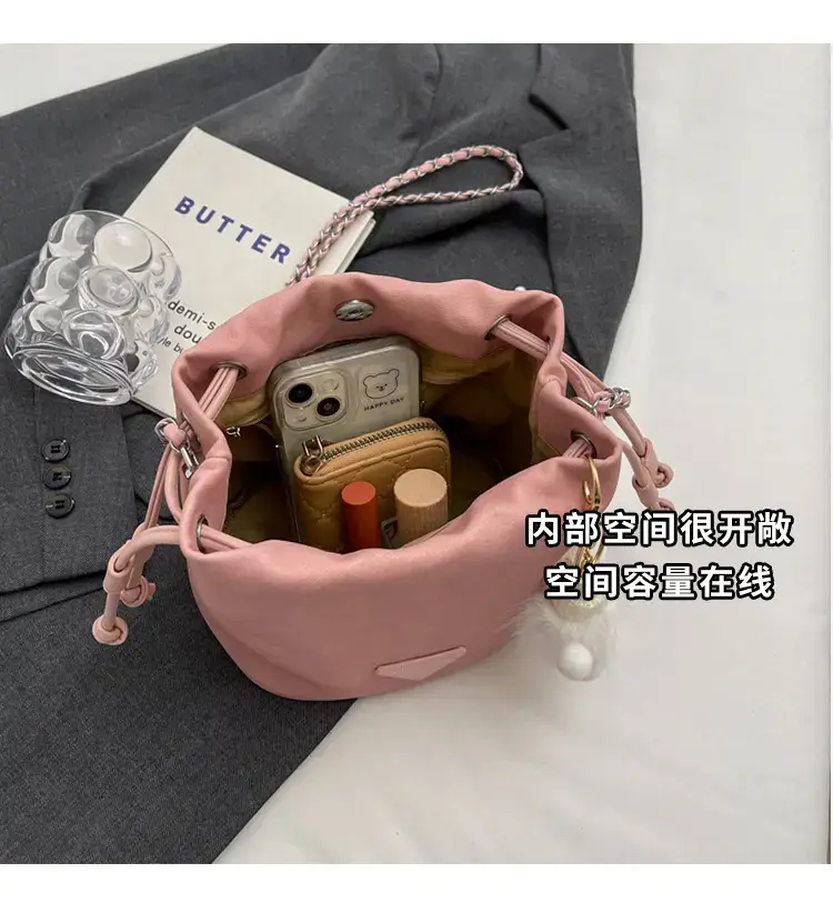 Women's Blue Chain Shoulder Bag with Flower Decor — feature 7