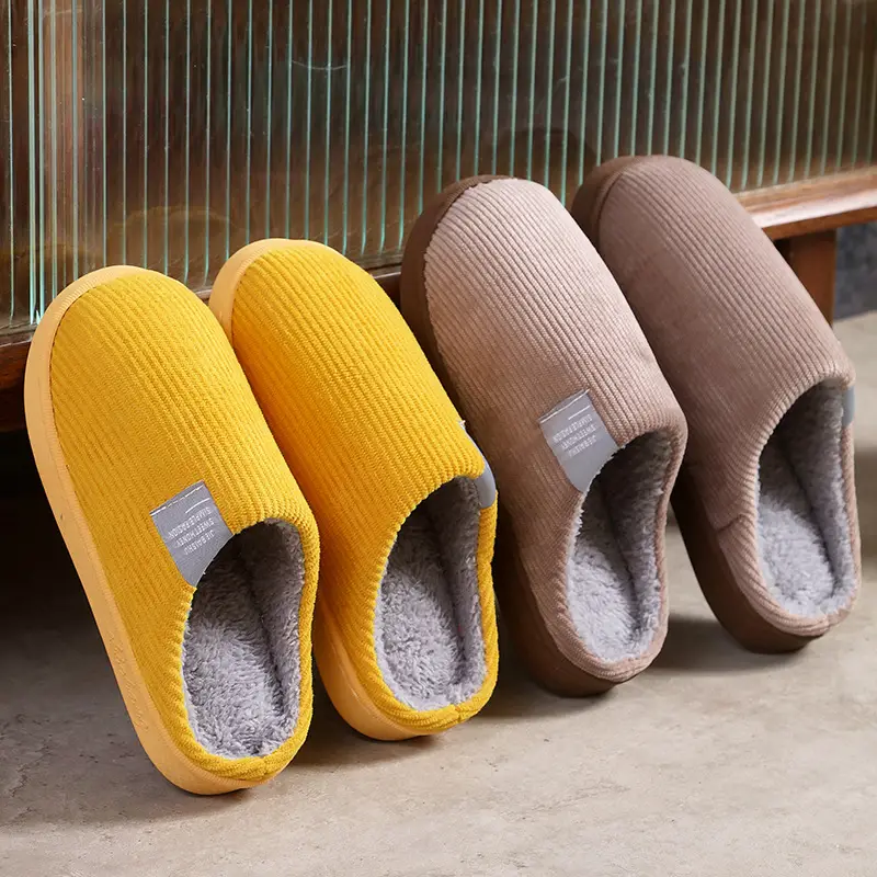 Factory Supermarket Autumn and Winter Cotton Slippers for Women and Couples, Indoor Household Non-Slip Warm Plush Slippers, Wholesale in Stock