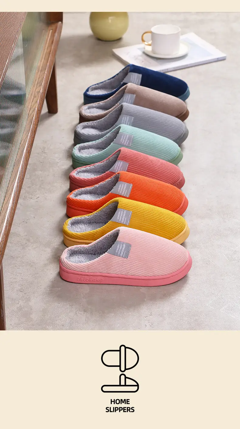 Factory Supermarket Autumn and Winter Cotton Slippers for Women and Couples, Indoor Household Non-Slip Warm Plush Slippers, Wholesale in Stock — feature 20