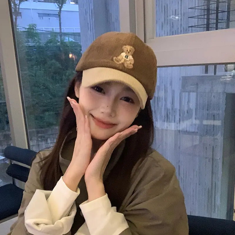 Cute Bear Cap Women Autumn Winter Corduroy Jacket - Image 10