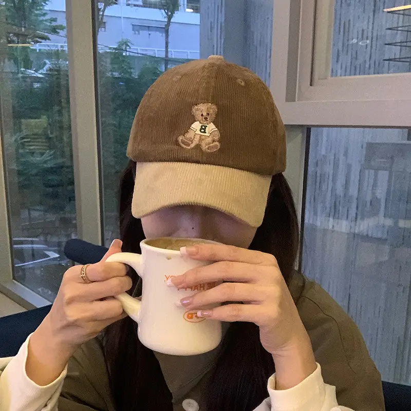 Cute Bear Cap Women Autumn Winter Corduroy Jacket - Image 11