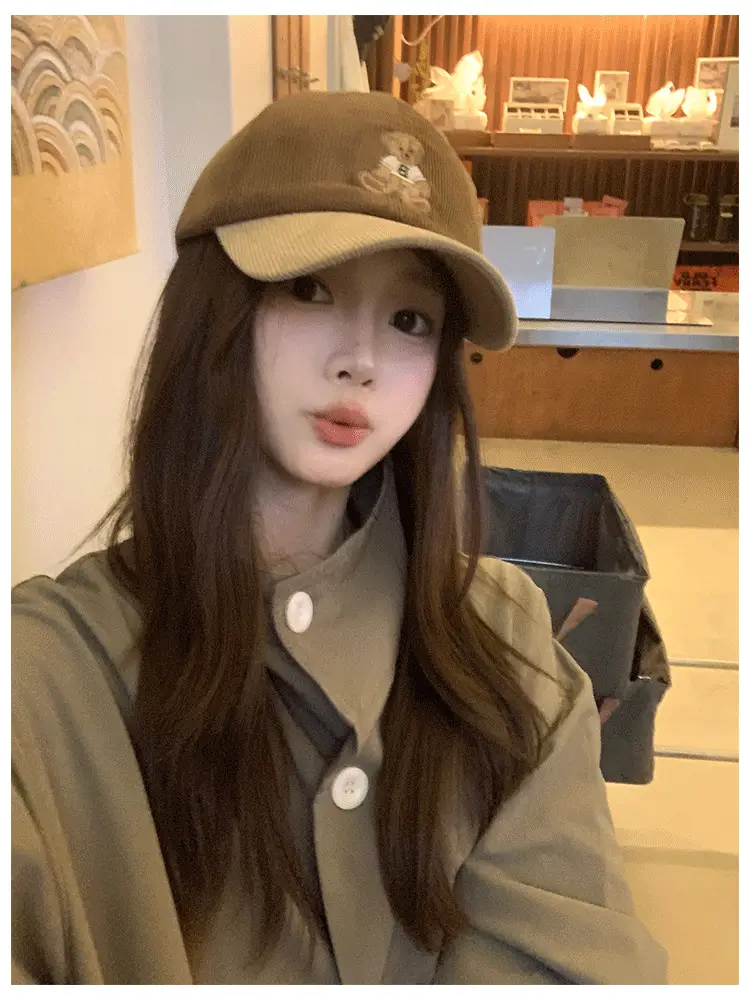 Cute Bear Cap Women Autumn Winter Corduroy Jacket — feature 7