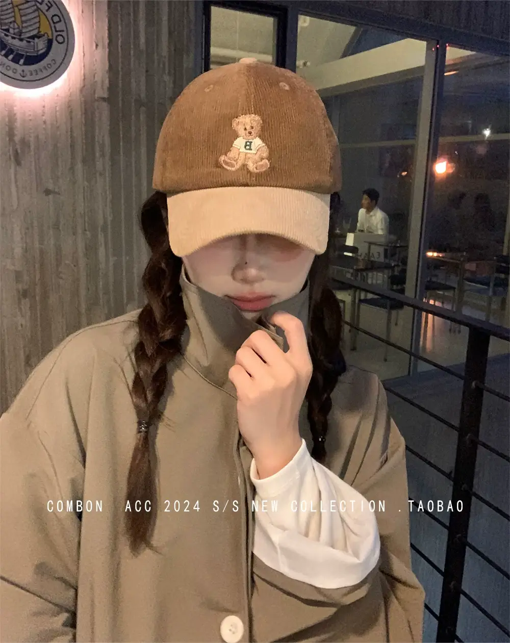Cute Bear Cap Women Autumn Winter Corduroy Jacket — feature 9