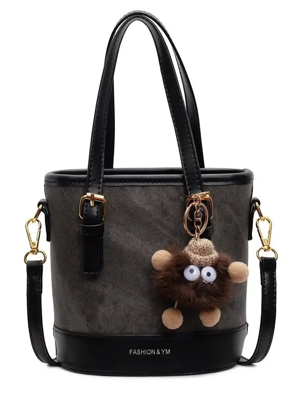 Women's Cross-Brand Canvas Shoulder Bag Brown Gold