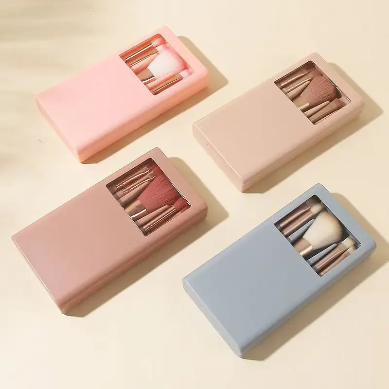 5 Pack Makeup Brush Set with Mirror & High Color Value