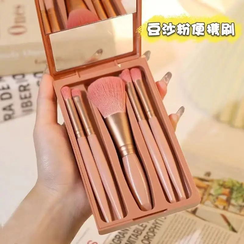 5 Pack Makeup Brush Set with Mirror & High Color Value