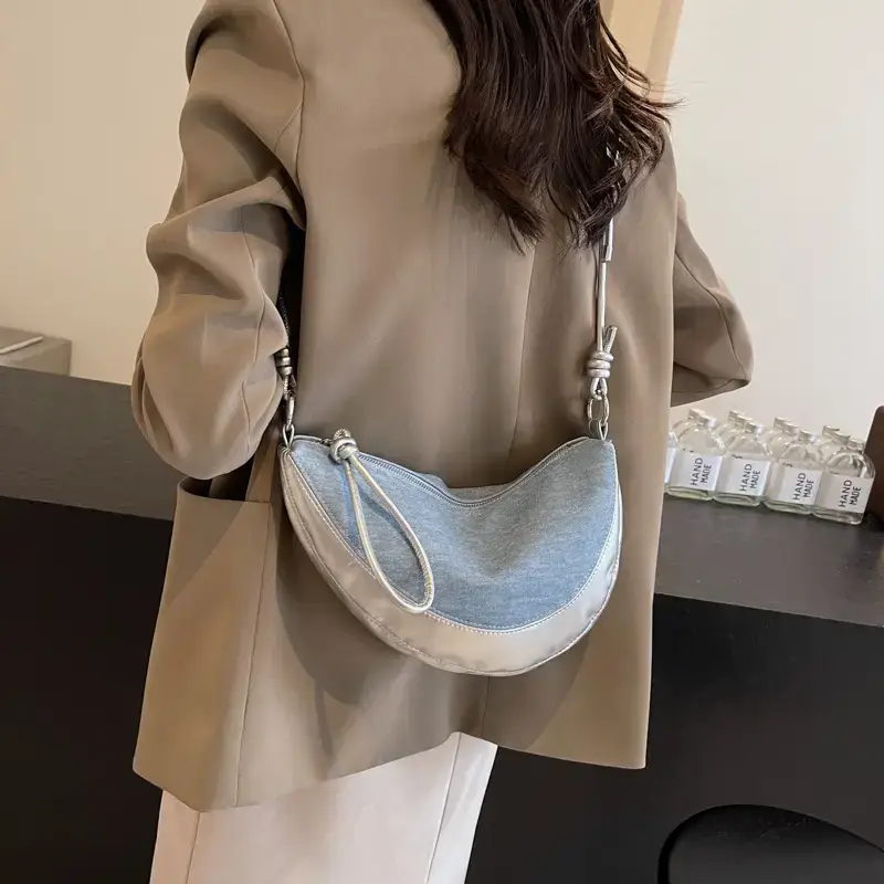 Red Saddle Bag for Women Croissant Style Shoulder Messenger - Image 9
