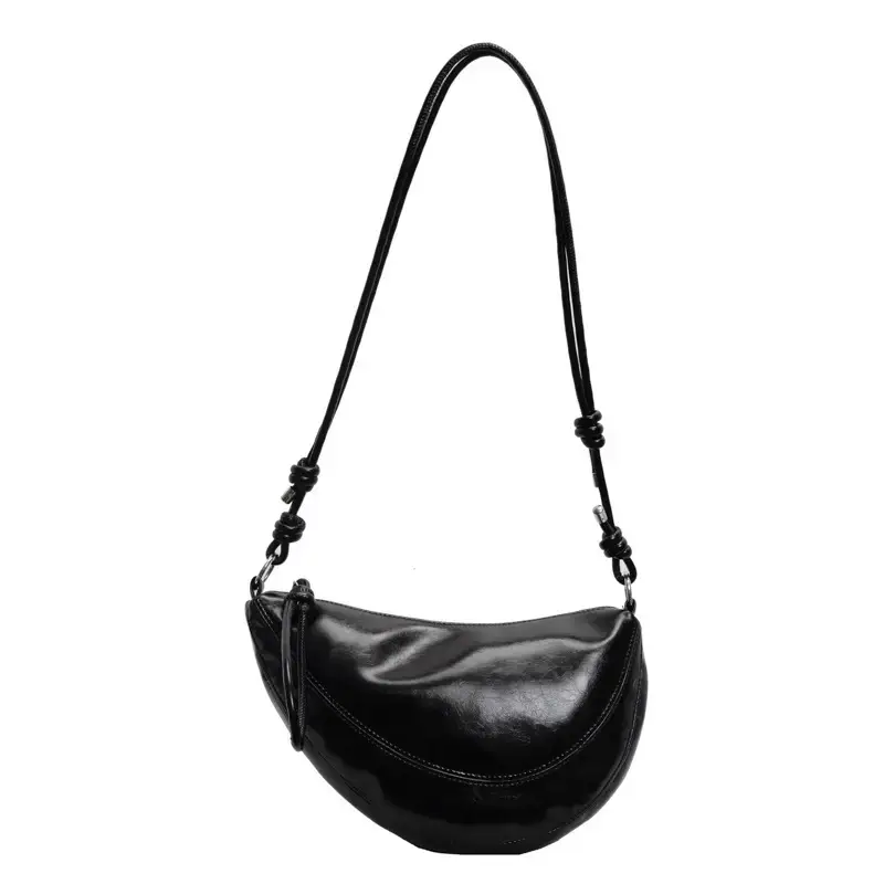 Red Saddle Bag for Women Croissant Style Shoulder Messenger - Image 11