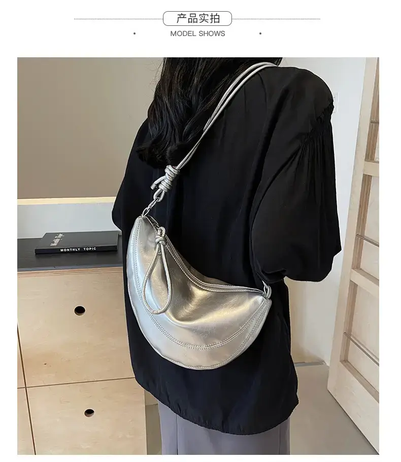 Red Saddle Bag for Women Croissant Style Shoulder Messenger — feature 10