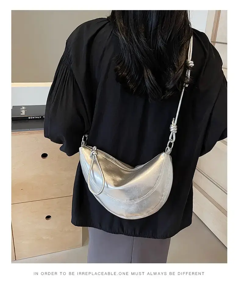 Red Saddle Bag for Women Croissant Style Shoulder Messenger — feature 12