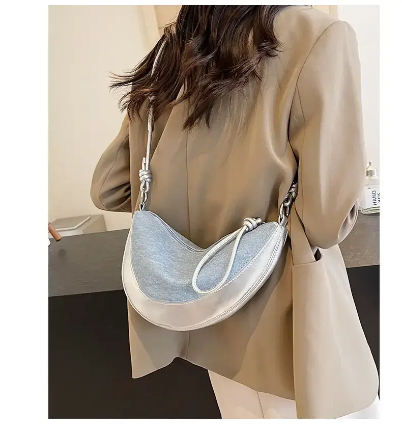 Red Saddle Bag for Women Croissant Style Shoulder Messenger — feature 14