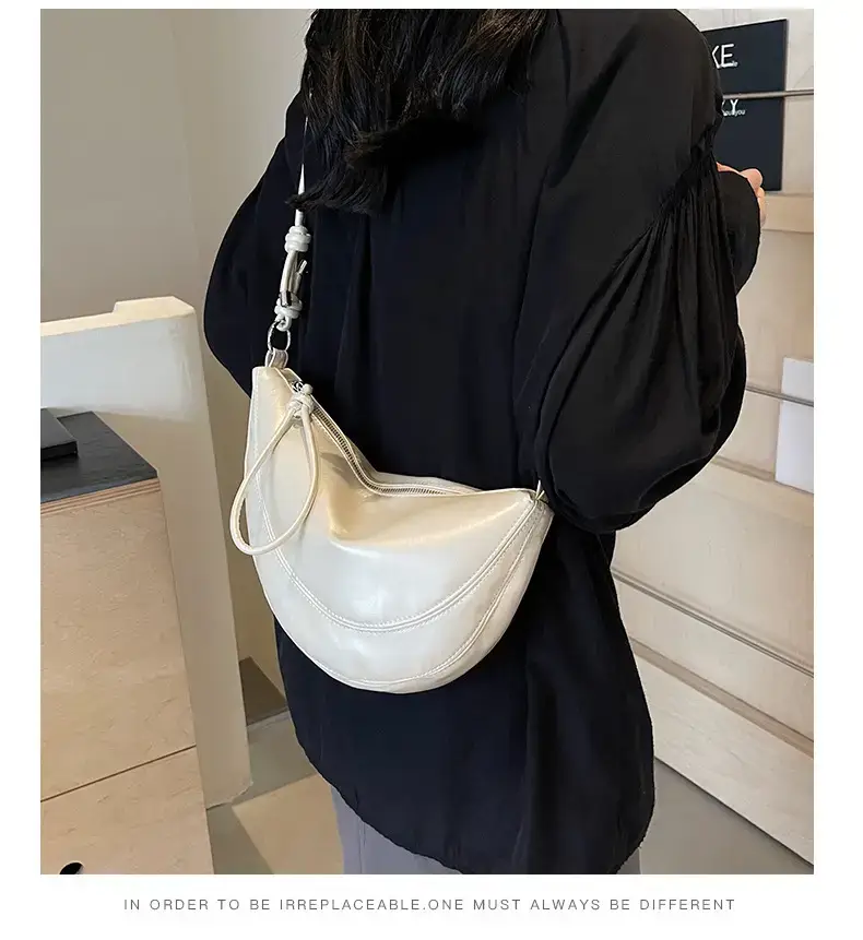 Red Saddle Bag for Women Croissant Style Shoulder Messenger — feature 17