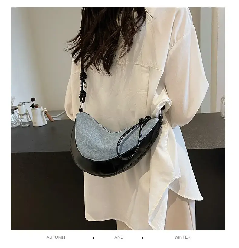 Red Saddle Bag for Women Croissant Style Shoulder Messenger — feature 19